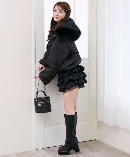 MAJESTIC LEGON（マジェスティックレゴン）の「2way中綿フードブルゾン（ダウンジャケット/コート・レディース・ブラック/ピンク/ブルー/アイボリー/ホワイト系その他2・SMALL/MEDIUM/X-SMALL）」の3枚目の写真