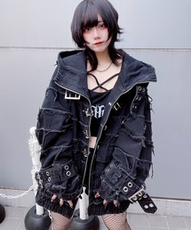 REFLEM（レフレム）の「『REFLEM/レフレム』継ぎ接ぎベルト付きハイネックZIPパーカー/ジップアップパーカー（パーカー）」