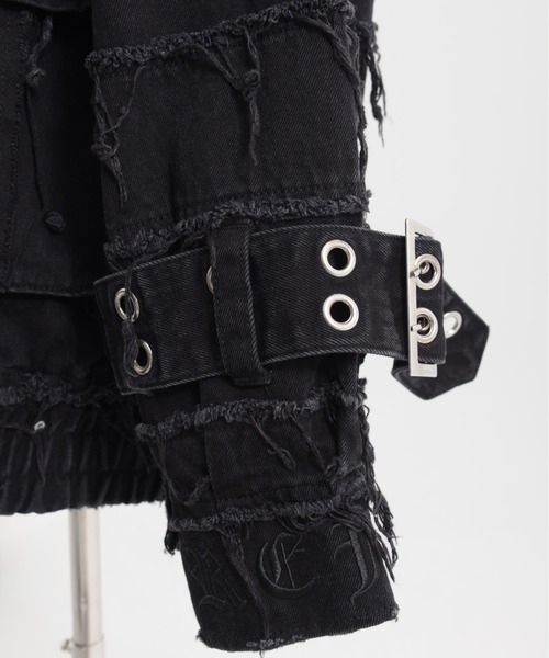 REFLEM/レフレム』継ぎ接ぎベルト付きハイネックZIPパーカー/ジップ