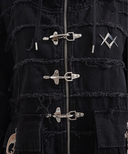 REFLEM/レフレム』継ぎ接ぎベルト付きハイネックZIPパーカー/ジップ