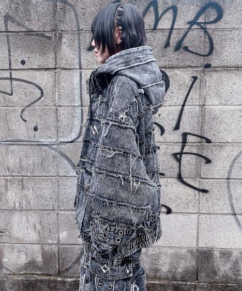 セール】『REFLEM/レフレム』継ぎ接ぎベルト付きハイネックZIPパーカー