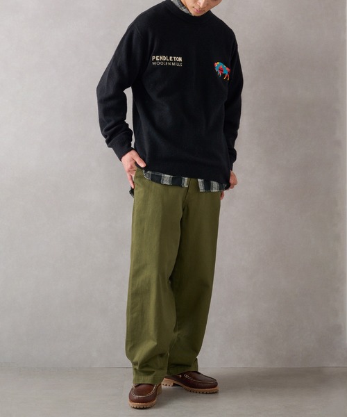 PENDLETON（ペンドルトン）の「【PENDLETON】≪別注≫ ペンドルトン ロイヤルウール ワンポイント刺繍プルオーバーニット ユニセックス（ニット/セーター・レディース・ブラック/ホワイト/グレー/ワイン・M/S/L）」の6枚目の写真