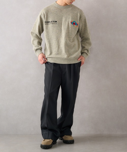 PENDLETON（ペンドルトン）の「【PENDLETON】≪別注≫ ペンドルトン ロイヤルウール ワンポイント刺繍プルオーバーニット ユニセックス（ニット/セーター・レディース・ブラック/ホワイト/グレー/ワイン・M/S/L）」の7枚目の写真