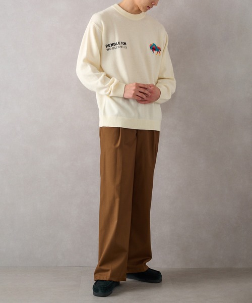 PENDLETON（ペンドルトン）の「【PENDLETON】≪別注≫ ペンドルトン ロイヤルウール ワンポイント刺繍プルオーバーニット ユニセックス（ニット/セーター・レディース・ブラック/ホワイト/グレー/ワイン・M/S/L）」の5枚目の写真