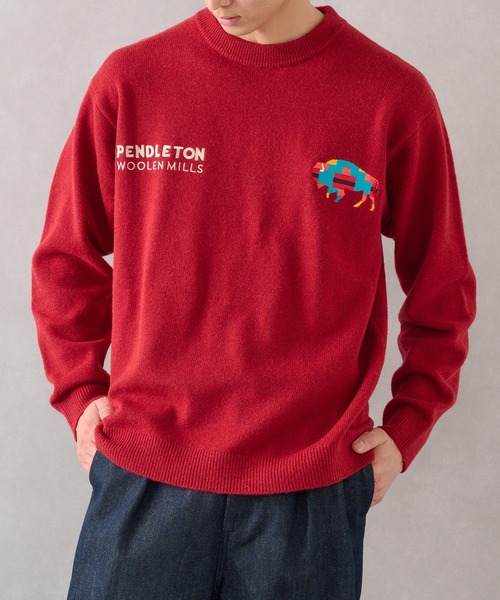 PENDLETON（ペンドルトン）の「【PENDLETON】≪別注≫ ペンドルトン ロイヤルウール ワンポイント刺繍プルオーバーニット ユニセックス（ニット/セーター・レディース・ブラック/ホワイト/グレー/ワイン・M/S/L）」の8枚目の写真