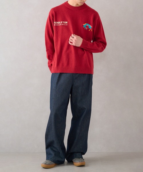 PENDLETON（ペンドルトン）の「【PENDLETON】≪別注≫ ペンドルトン ロイヤルウール ワンポイント刺繍プルオーバーニット ユニセックス（ニット/セーター・レディース・ブラック/ホワイト/グレー/ワイン・M/S/L）」の9枚目の写真