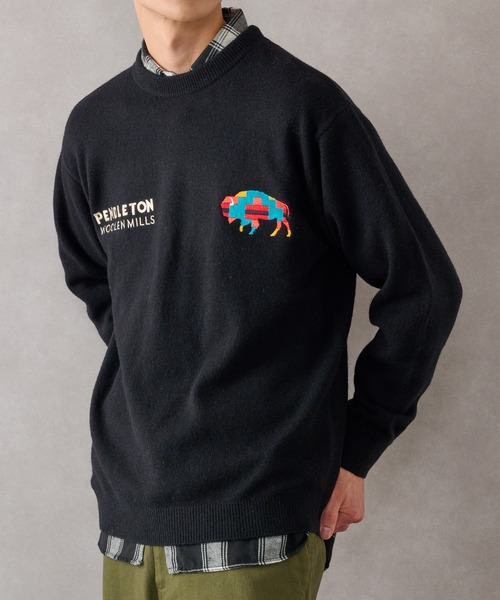 PENDLETON（ペンドルトン）の「【PENDLETON】≪別注≫ ペンドルトン ロイヤルウール ワンポイント刺繍プルオーバーニット ユニセックス（ニット/セーター・レディース・ブラック/ホワイト/グレー/ワイン・M/S/L）」の10枚目の写真