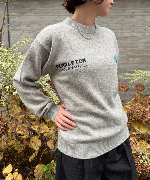 PENDLETON（ペンドルトン）の「【PENDLETON】≪別注≫ ペンドルトン ロイヤルウール ワンポイント刺繍プルオーバーニット ユニセックス（ニット/セーター・レディース・ブラック/ホワイト/グレー/ワイン・M/S/L）」の13枚目の写真