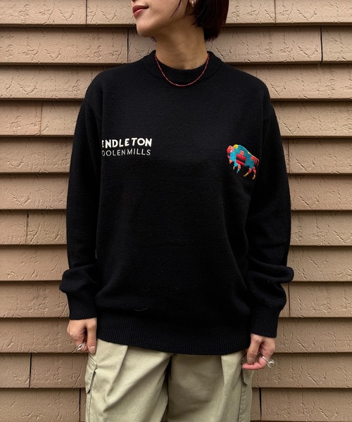 PENDLETON（ペンドルトン）の「【PENDLETON】≪別注≫ ペンドルトン ロイヤルウール ワンポイント刺繍プルオーバーニット ユニセックス（ニット/セーター・レディース・ブラック/ホワイト/グレー/ワイン・M/S/L）」の21枚目の写真