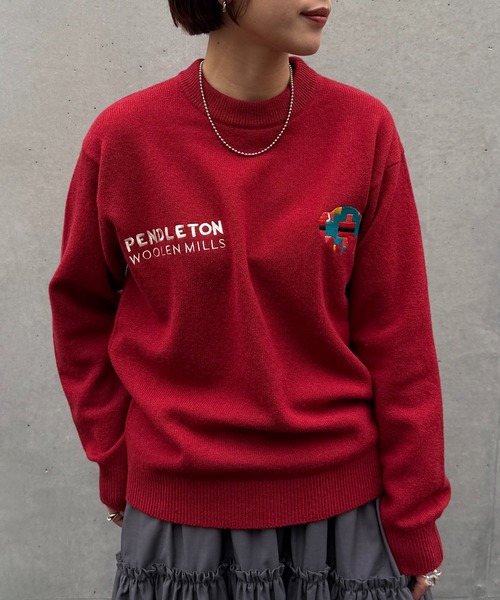 PENDLETON（ペンドルトン）の「【PENDLETON】≪別注≫ ペンドルトン ロイヤルウール ワンポイント刺繍プルオーバーニット ユニセックス（ニット/セーター・レディース・ブラック/ホワイト/グレー/ワイン・M/S/L）」の12枚目の写真
