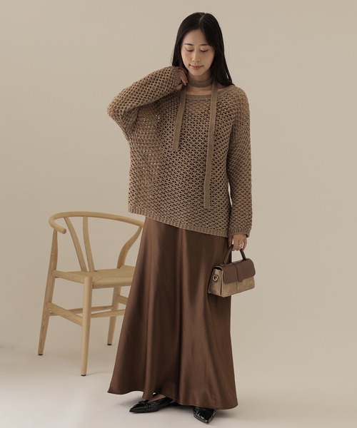 SUWDEE(スーディー)の「sequins knit × camisole dress 3set(ワンピース・レディース・アイボリー/ブラウン・M)」の2枚目の写真