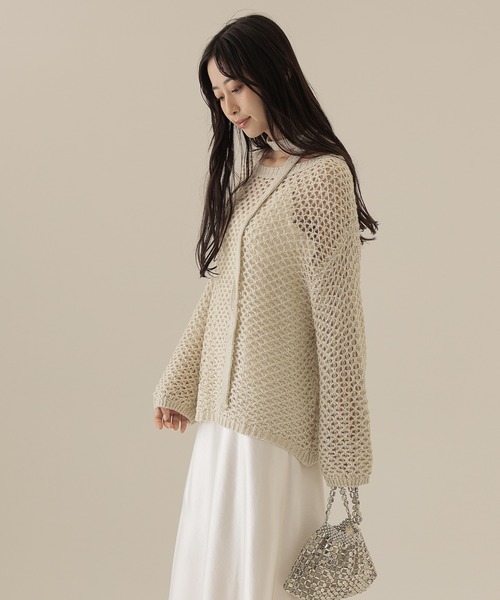 SUWDEE(スーディー)の「sequins knit × camisole dress 3set(ワンピース・レディース・アイボリー/ブラウン・M)」の4枚目の写真