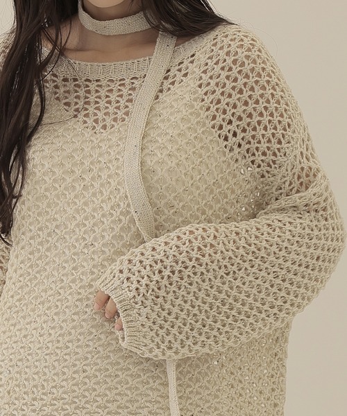 SUWDEE(スーディー)の「sequins knit × camisole dress 3set(ワンピース・レディース・アイボリー/ブラウン・M)」の7枚目の写真