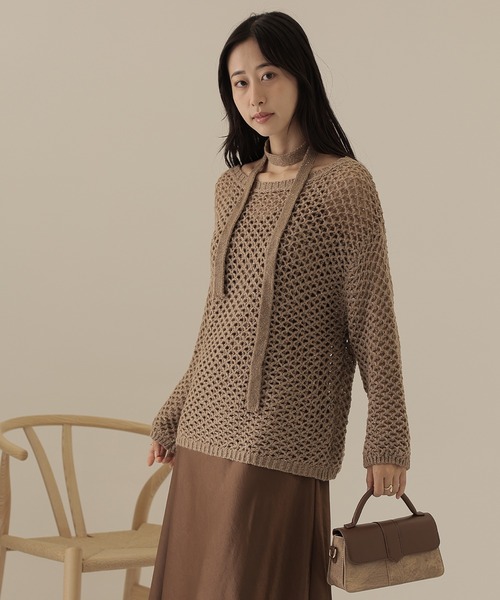 SUWDEE(スーディー)の「sequins knit × camisole dress 3set(ワンピース・レディース・アイボリー/ブラウン・M)」の8枚目の写真
