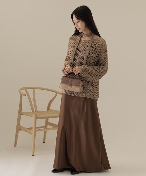 SUWDEE(スーディー)の「sequins knit × camisole dress 3set(ワンピース・レディース・アイボリー/ブラウン・M)」の9枚目の写真