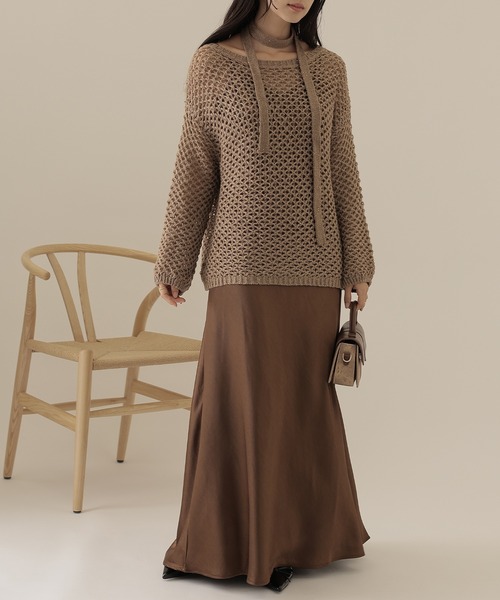 SUWDEE(スーディー)の「sequins knit × camisole dress 3set(ワンピース・レディース・アイボリー/ブラウン・M)」の12枚目の写真