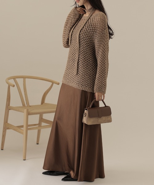SUWDEE(スーディー)の「sequins knit × camisole dress 3set(ワンピース・レディース・アイボリー/ブラウン・M)」の13枚目の写真