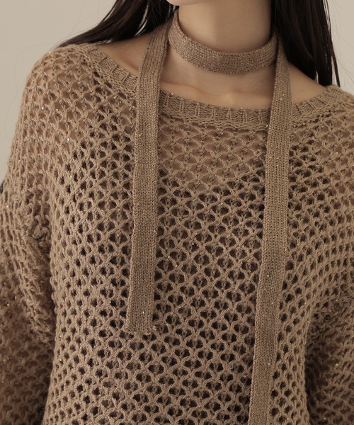 SUWDEE(スーディー)の「sequins knit × camisole dress 3set(ワンピース・レディース・アイボリー/ブラウン・M)」の15枚目の写真