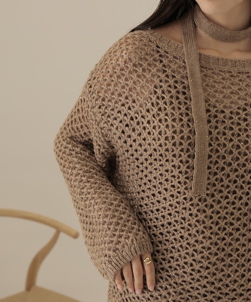 SUWDEE(スーディー)の「sequins knit × camisole dress 3set(ワンピース・レディース・アイボリー/ブラウン・M)」の16枚目の写真
