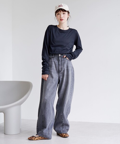 coen(コーエン)の「【再入荷/新色登場/WEB限定カラー/10色展開】コットンナイロンシアークルーロンT(インフルエンサー紹介アイテム)(Tシャツ/カットソー・レディース・ダークブラウン/オフホワイト/ブラック/ライトブルー/ライム/ターコイズブルー系/ダークグレー/レッド/ライトピンク/その他1/ナチュラル/クリーム・L/M)」の20枚目の写真