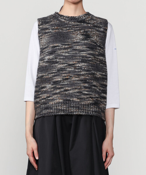 シルク混のベストです。 M．グレー TRANS CONTINENTS シルク混ホームスパン セットアップ