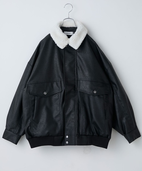 襟ボア 2WAY オーバーサイズ ヴィンテージライク ブルゾン MONO-MART