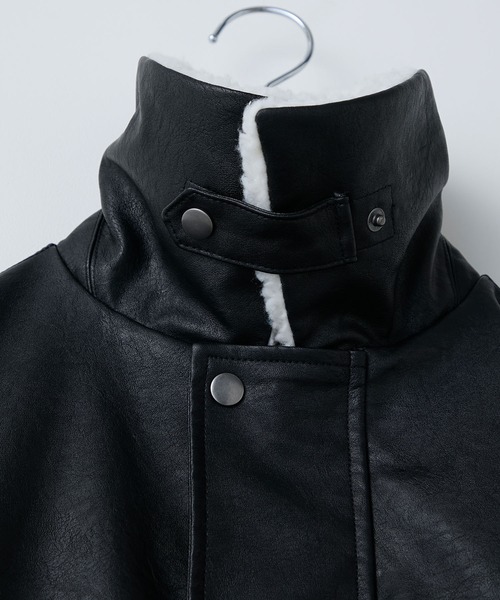 襟ボア 2WAY オーバーサイズ ヴィンテージライク ブルゾン MONO-MART