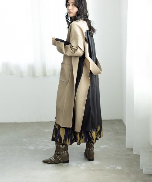 OSMOSIS（オズモーシス）の「切替ニットカーディガン（カーディガン/ボレロ・レディース・ベージュ/ライトベージュ/ブラック・ONE SIZE）」の7枚目の写真