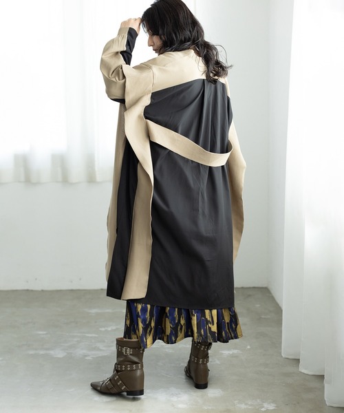 OSMOSIS（オズモーシス）の「切替ニットカーディガン（カーディガン/ボレロ・レディース・ベージュ/ライトベージュ/ブラック・ONE SIZE）」の8枚目の写真