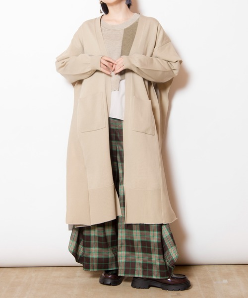 OSMOSIS（オズモーシス）の「切替ニットカーディガン（カーディガン/ボレロ・レディース・ベージュ/ライトベージュ/ブラック・ONE SIZE）」の11枚目の写真