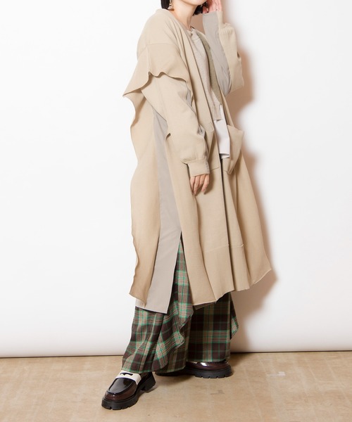 OSMOSIS（オズモーシス）の「切替ニットカーディガン（カーディガン/ボレロ・レディース・ベージュ/ライトベージュ/ブラック・ONE SIZE）」の13枚目の写真