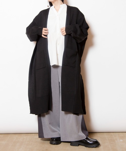 OSMOSIS（オズモーシス）の「切替ニットカーディガン（カーディガン/ボレロ・レディース・ベージュ/ライトベージュ/ブラック・ONE SIZE）」の14枚目の写真