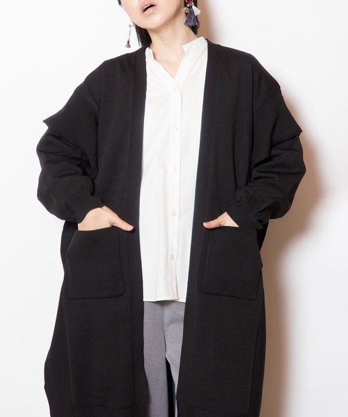 OSMOSIS（オズモーシス）の「切替ニットカーディガン（カーディガン/ボレロ・レディース・ベージュ/ライトベージュ/ブラック・ONE SIZE）」の18枚目の写真