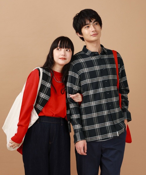 GLOBAL WORK(グローバルワーク)の「やわらかリッチネルレギュラーシャツ/498079(シャツ/ブラウス・メンズ・ブラック/グレイッシュベージュ/ブラウン系その他/オフホワイト/ブラック系その他/ブルー/ベージュ系その他2/ピンク/ブラウン/グリーン/チャコール/ネイビー・SMALL/MEDIUM/LARGE/X-LARGE/X-SMALL/3XL/XX-LARGE)」の3枚目の写真