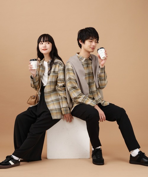 GLOBAL WORK(グローバルワーク)の「やわらかリッチネルレギュラーシャツ/498079(シャツ/ブラウス・メンズ・ブラック/グレイッシュベージュ/ブラウン系その他/オフホワイト/ブラック系その他/ブルー/ベージュ系その他2/ピンク/ブラウン/グリーン/チャコール/ネイビー・SMALL/MEDIUM/LARGE/X-LARGE/X-SMALL/3XL/XX-LARGE)」の14枚目の写真