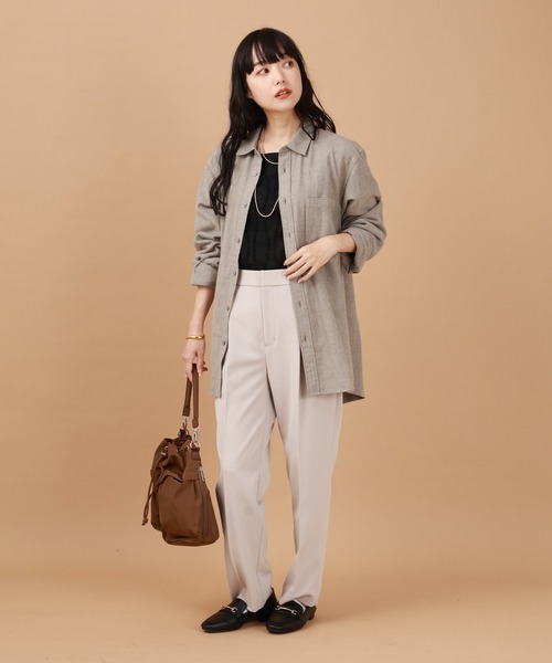 いるか様 茶色 やわらかリッチネルレギュラーシャツ/498079（シャツ/ブラウス