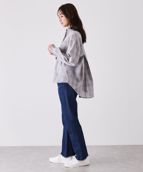 Jayro(ジャイロ)の「2WAYチェックシャツ(シャツ/ブラウス・レディース・ダークブラウン/グレー/ホワイト系その他2・FREE)」の5枚目の写真