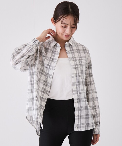 Jayro(ジャイロ)の「2WAYチェックシャツ(シャツ/ブラウス・レディース・ダークブラウン/グレー/ホワイト系その他2・FREE)」の8枚目の写真