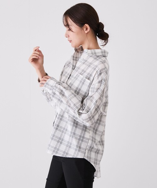 Jayro(ジャイロ)の「2WAYチェックシャツ(シャツ/ブラウス・レディース・ダークブラウン/グレー/ホワイト系その他2・FREE)」の9枚目の写真