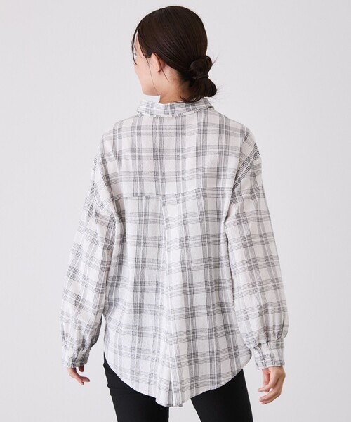 Jayro(ジャイロ)の「2WAYチェックシャツ(シャツ/ブラウス・レディース・ダークブラウン/グレー/ホワイト系その他2・FREE)」の10枚目の写真