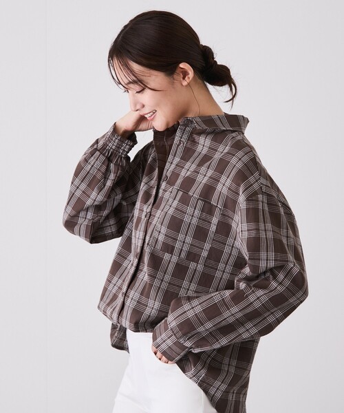 Jayro(ジャイロ)の「2WAYチェックシャツ(シャツ/ブラウス・レディース・ダークブラウン/グレー/ホワイト系その他2・FREE)」の16枚目の写真