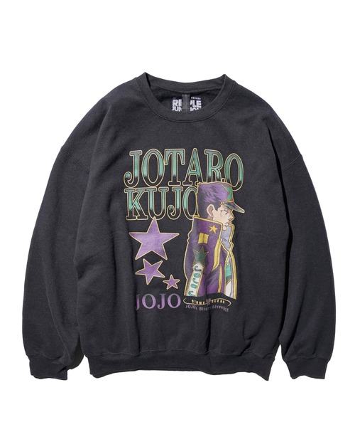 THRIFTY LOOK（スリフティールック）の「THRIFTY LOOK / THRIFTY "JOJO'S BIZARRE ADVENTURE" CREW SWEAT ユーズド加工 ジョジョの奇妙な冒険 クルーネックスウェット（スウェット・メンズ・ブラック・LARGE/X-LARGE/XX-LARGE）」の2枚目の写真