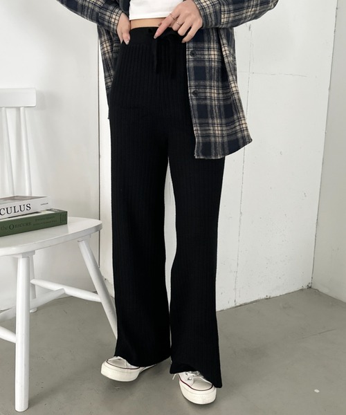 CLEA（クレア）の「リブニットストレートパンツ（その他パンツ・レディース・ブラック/ブラウン/アイボリー/グレー・FREE）」の13枚目の写真