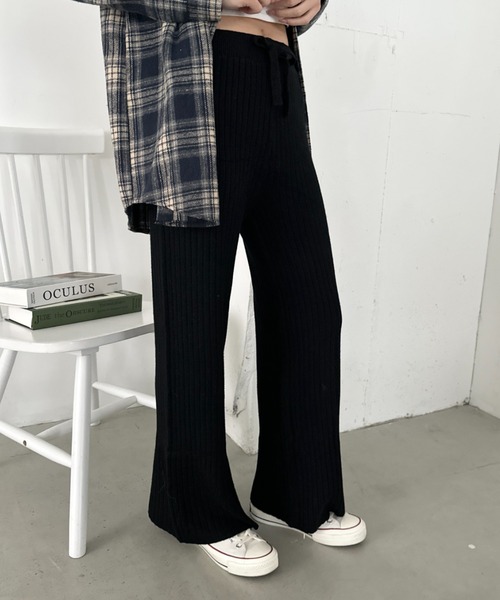 CLEA（クレア）の「リブニットストレートパンツ（その他パンツ・レディース・ブラック/ブラウン/アイボリー/グレー・FREE）」の14枚目の写真