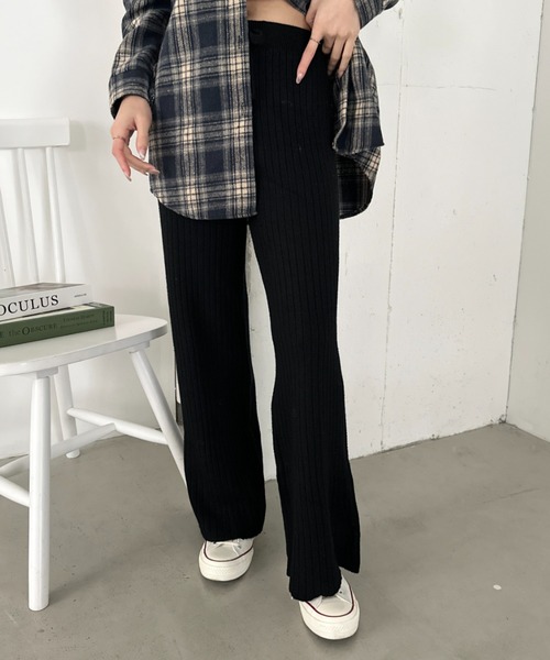 CLEA（クレア）の「リブニットストレートパンツ（その他パンツ・レディース・ブラック/ブラウン/アイボリー/グレー・FREE）」の15枚目の写真