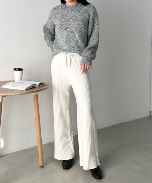 CLEA（クレア）の「リブニットストレートパンツ（その他パンツ・レディース・ブラック/ブラウン/アイボリー/グレー・FREE）」の9枚目の写真