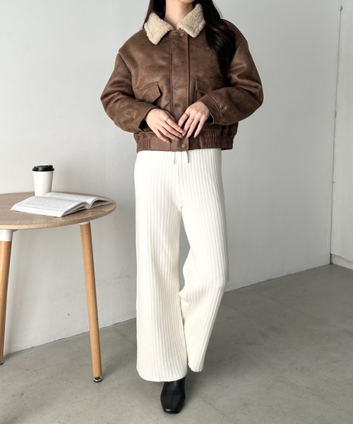 CLEA（クレア）の「リブニットストレートパンツ（その他パンツ・レディース・ブラック/ブラウン/アイボリー/グレー・FREE）」の11枚目の写真