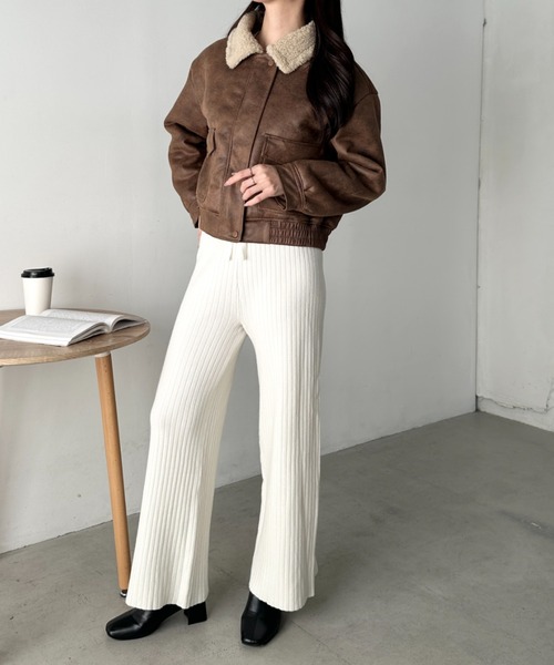 CLEA（クレア）の「リブニットストレートパンツ（その他パンツ・レディース・ブラック/ブラウン/アイボリー/グレー・FREE）」の12枚目の写真