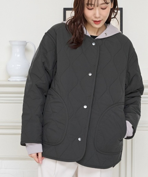 Honeys（ハニーズ）の「リバーシブルブルゾン（ブルゾン・レディース・モカ/チャコール/ライトベージュ/ブラック・L/S/M/LL）」の3枚目の写真