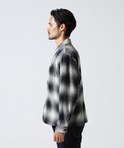 AVIREX（アヴィレックス）の「OMBRE CHECK ZIP UP SHIRT / オンブレチェック ジップアップシャツ / AVIREX / アヴィレックス（シャツ/ブラウス・メンズ・ブラック/ブラウン・MEDIUM/LARGE/X-LARGE/XX-LARGE）」の9枚目の写真